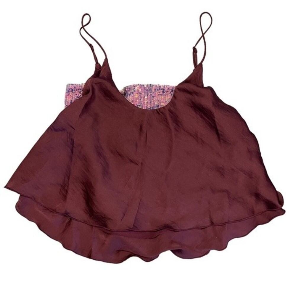 FREE PEOPLE Turn It On Purple Sequin Bandeau/Cami NWT $68 MSRP Size XS - Picture 2 of 10